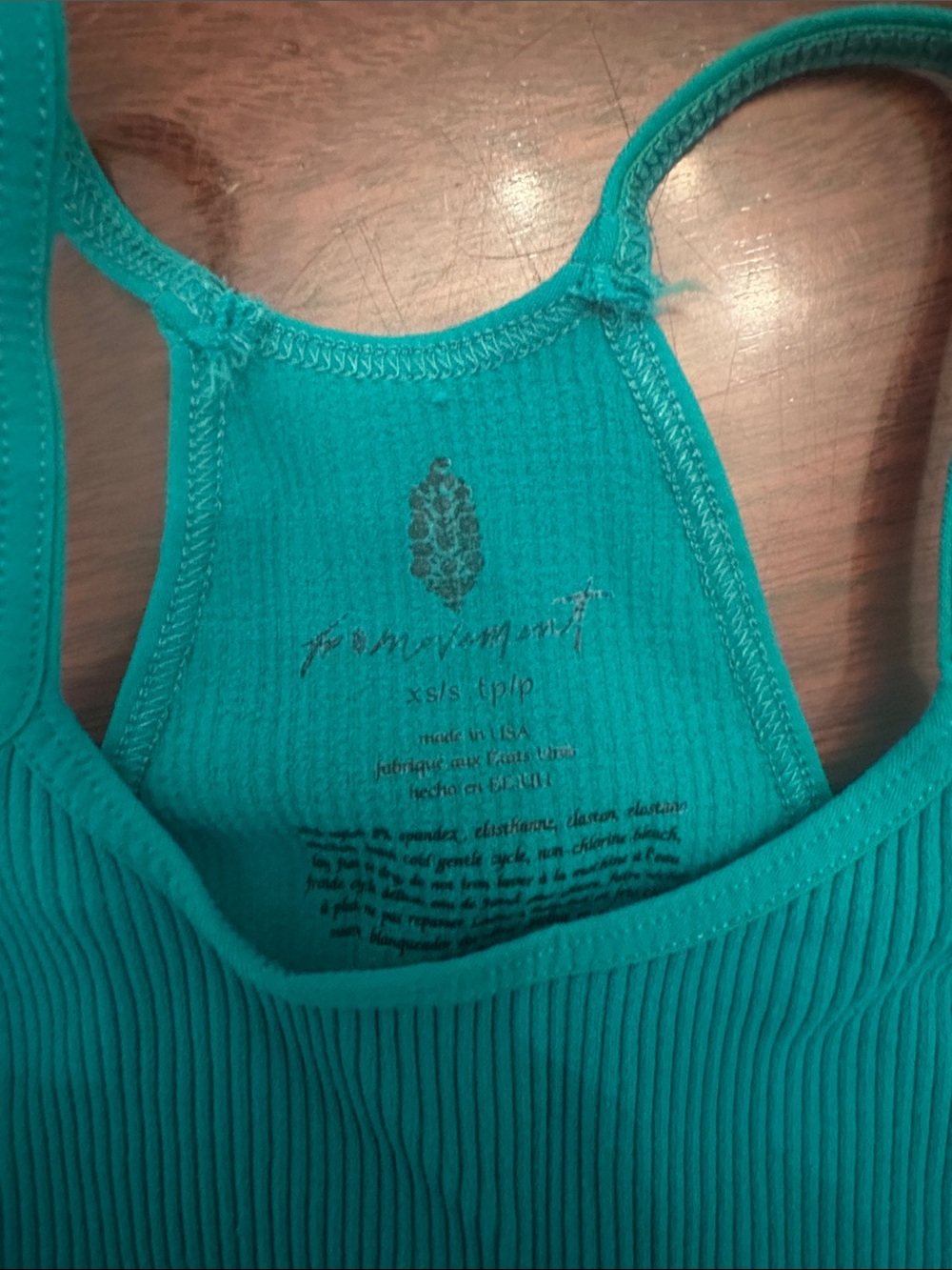 FP Movement Teal Ribbed Racerback Tank Top - Picture 3 of 3